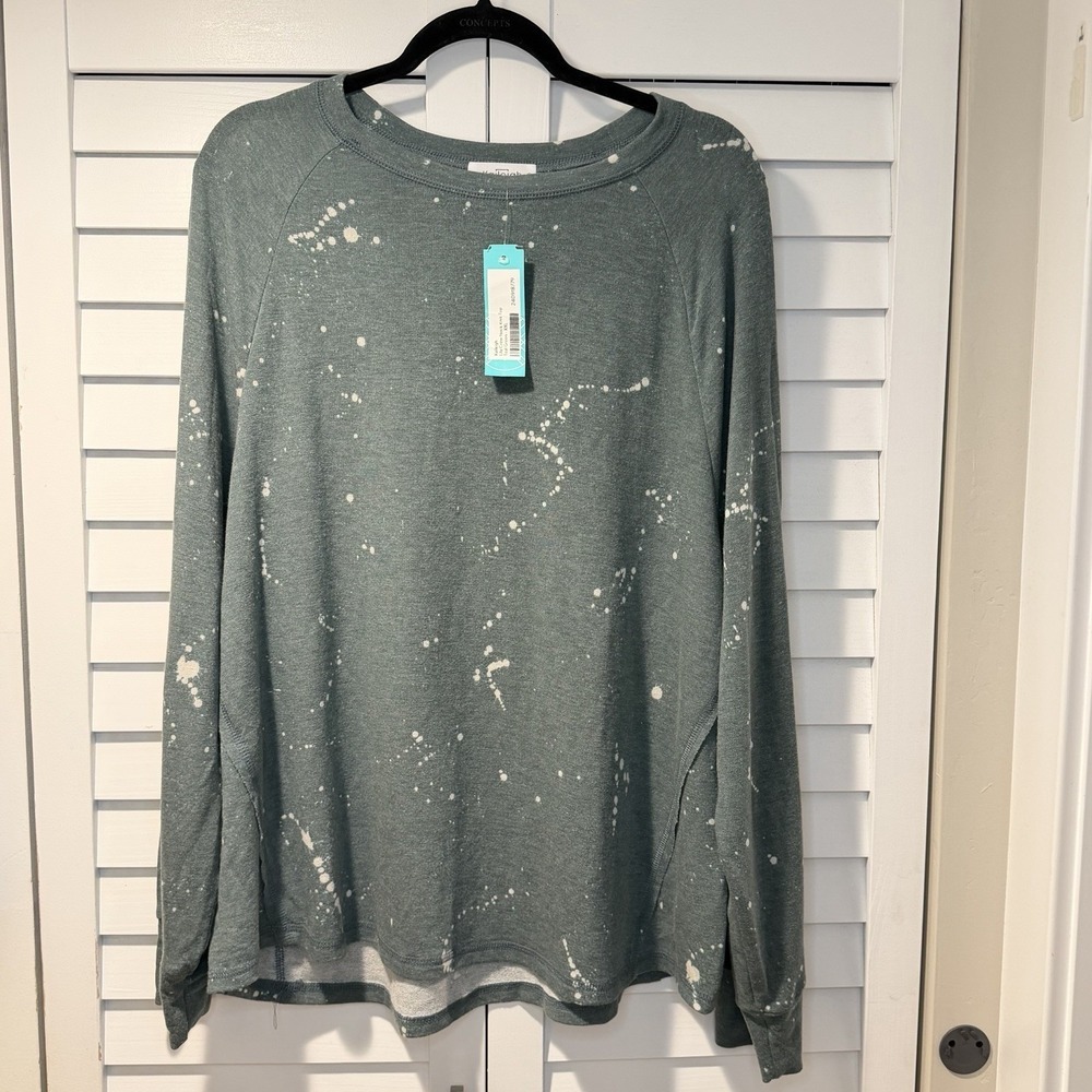 Kaileigh Lila Crew Neck Knit Top Teal Green XXL New